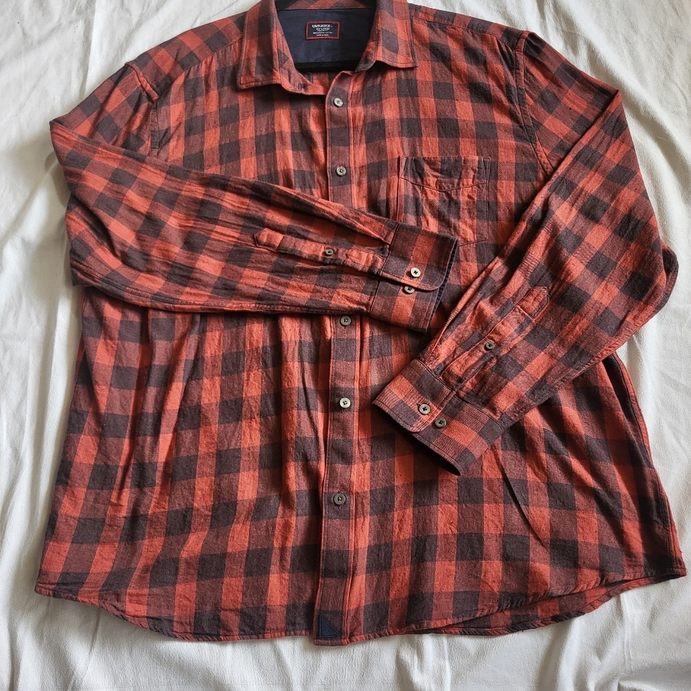 UnTUCKit XXlarge Plaid Button Up Shirt Long Sleeve Natural Organic